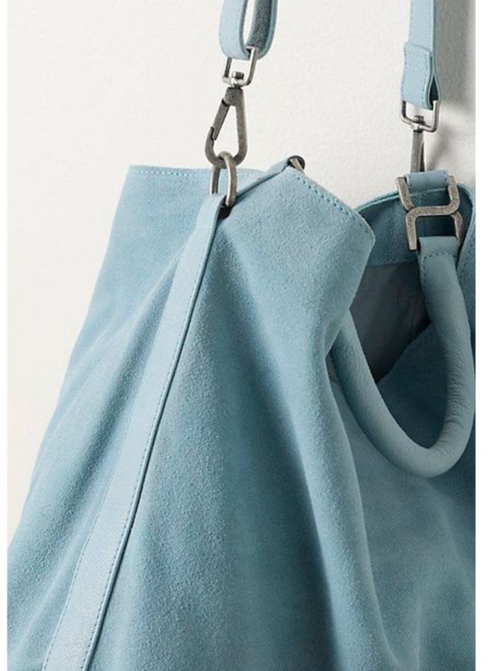 NWT Free People Suzie Suede Soft Light Blue Leather Shoulder Bag - Picture 5 of 12